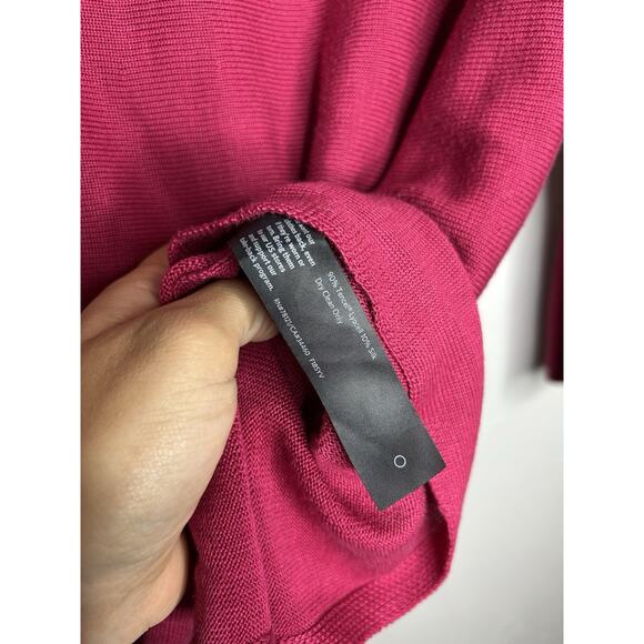 Eileen Fisher Raspberry Red Tunic Length Silk Blend Sweater Office Casual Medium - Picture 7 of 7